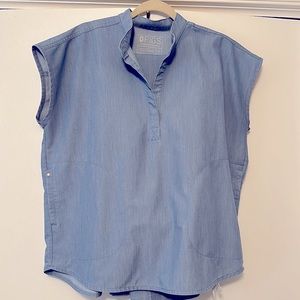 M Light Blue Denim Rafaela Scrub top & Livingston pants